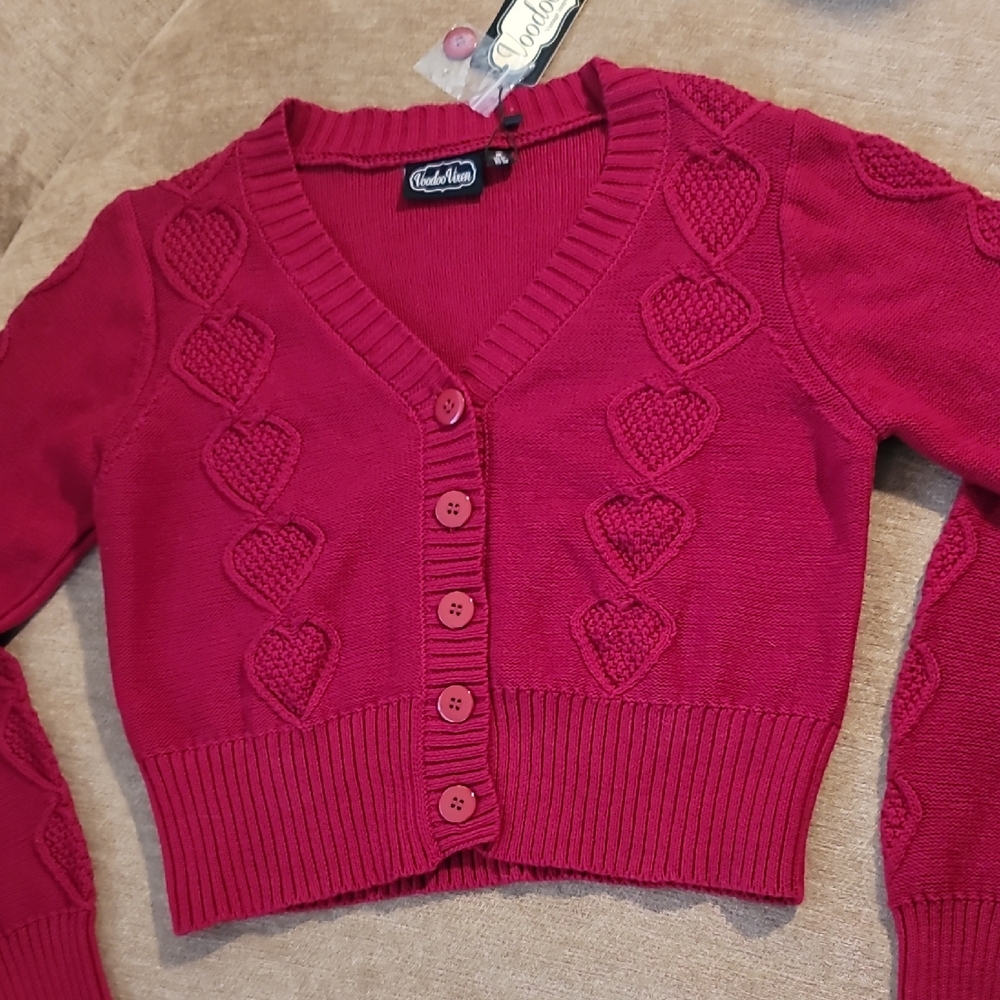 Voodoo Vixen Heart Knit Cardigan - Picture 2 of 16